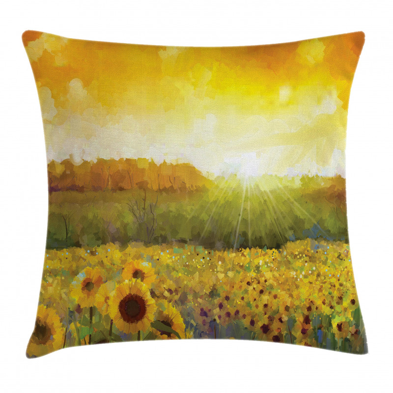 Golden Sunflower Field Pillow Cover