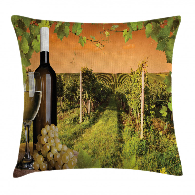 Bottle Grapes Sunset Pillow Cover