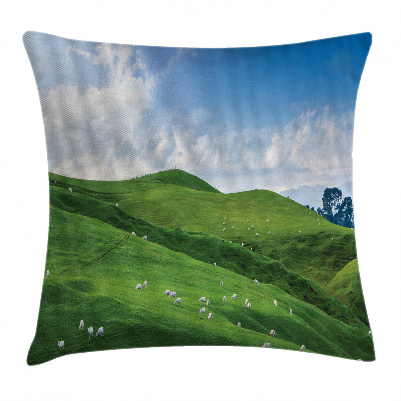 Sheep and Blue Sky Pillow Cover