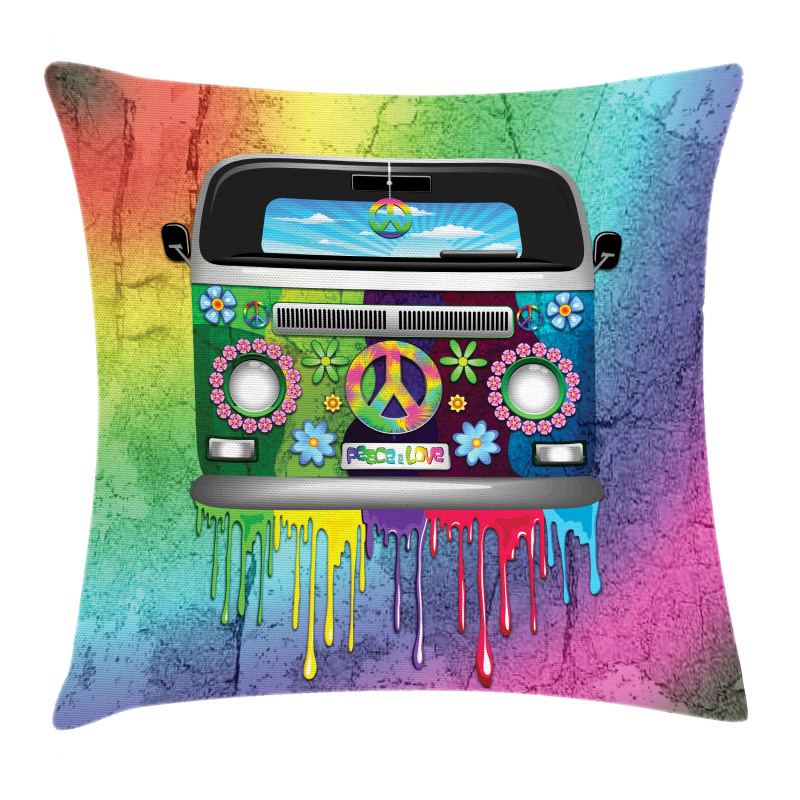 Old Style Hippie Van Pillow Cover