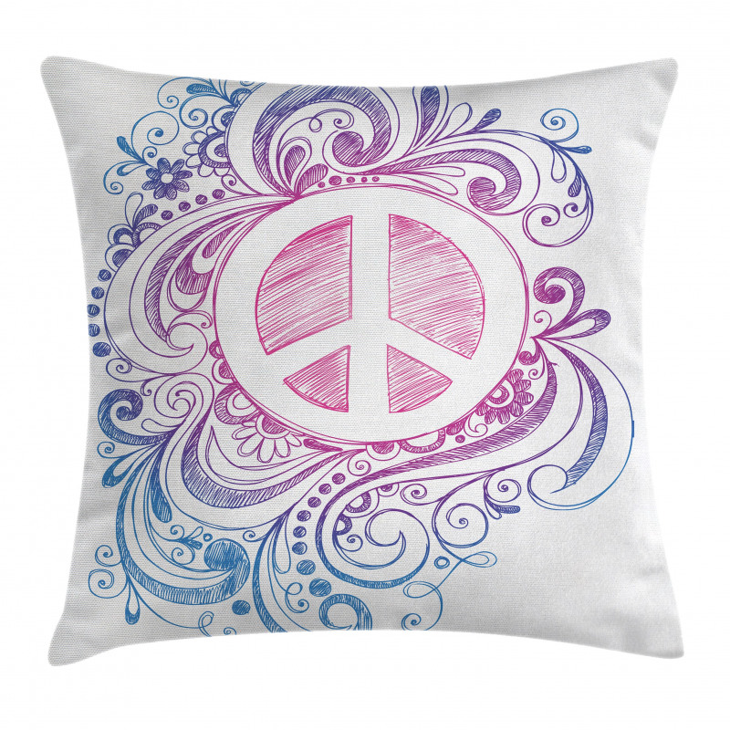 Peace Sign and Swirls Pillow Cover