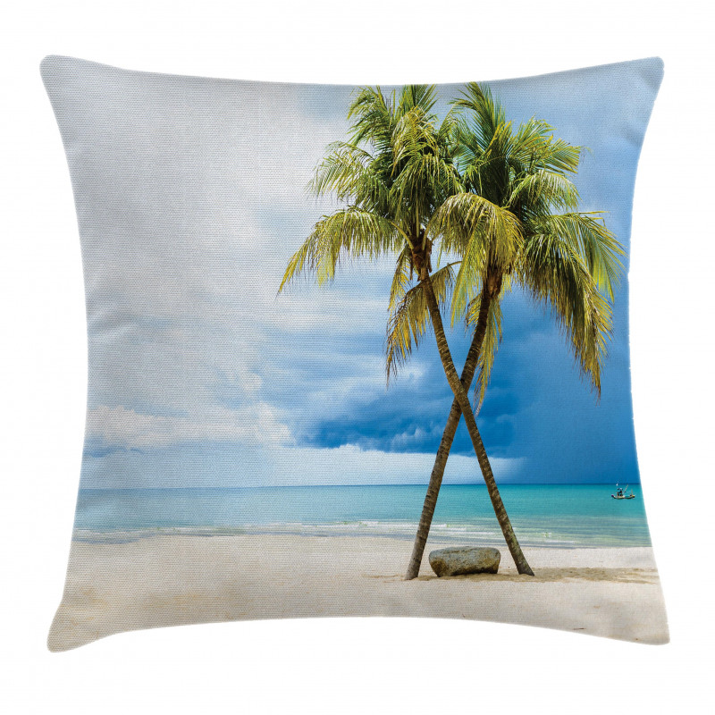Beach Palm Trees Rock Pillow Cover