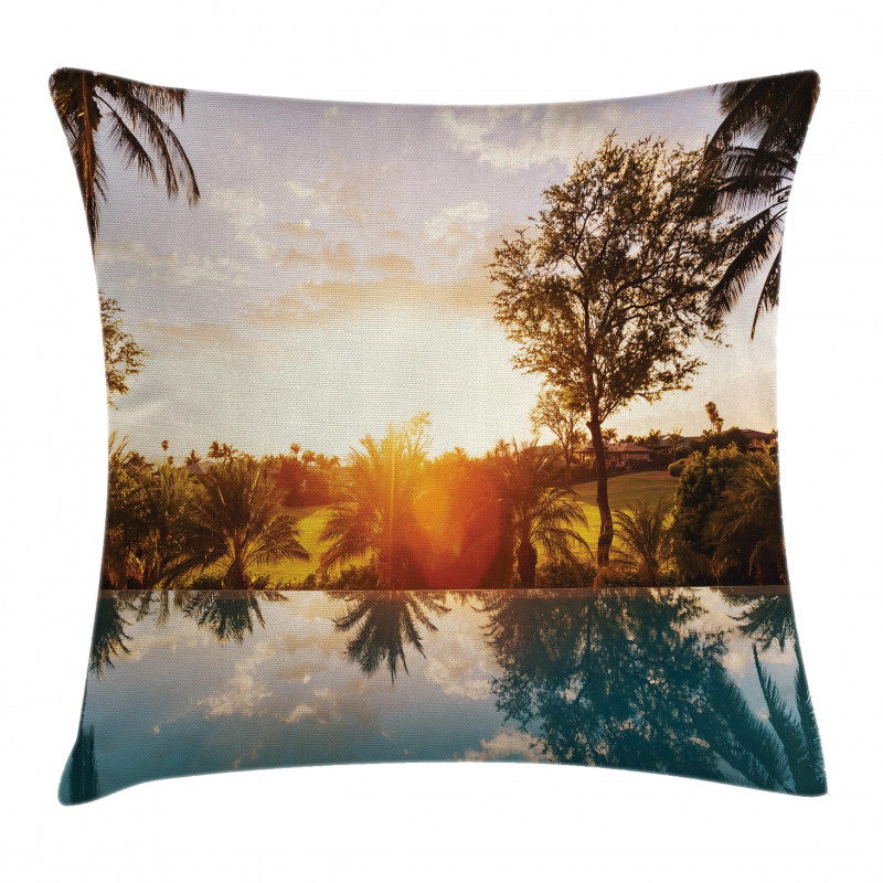 Swimming Pool Sunset Pillow Cover