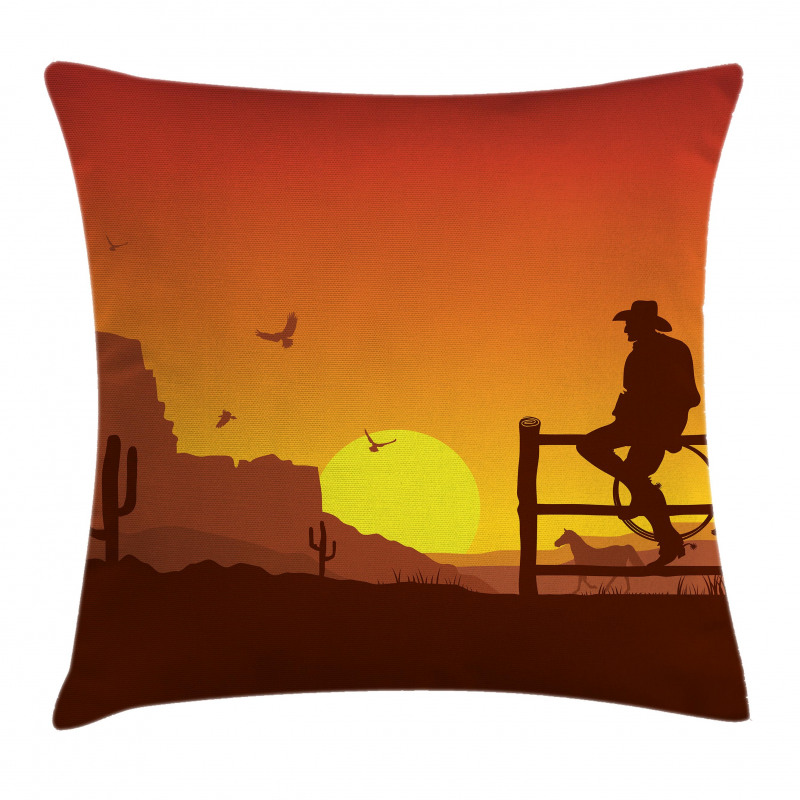 Wild West Sunset Scene Pillow Cover