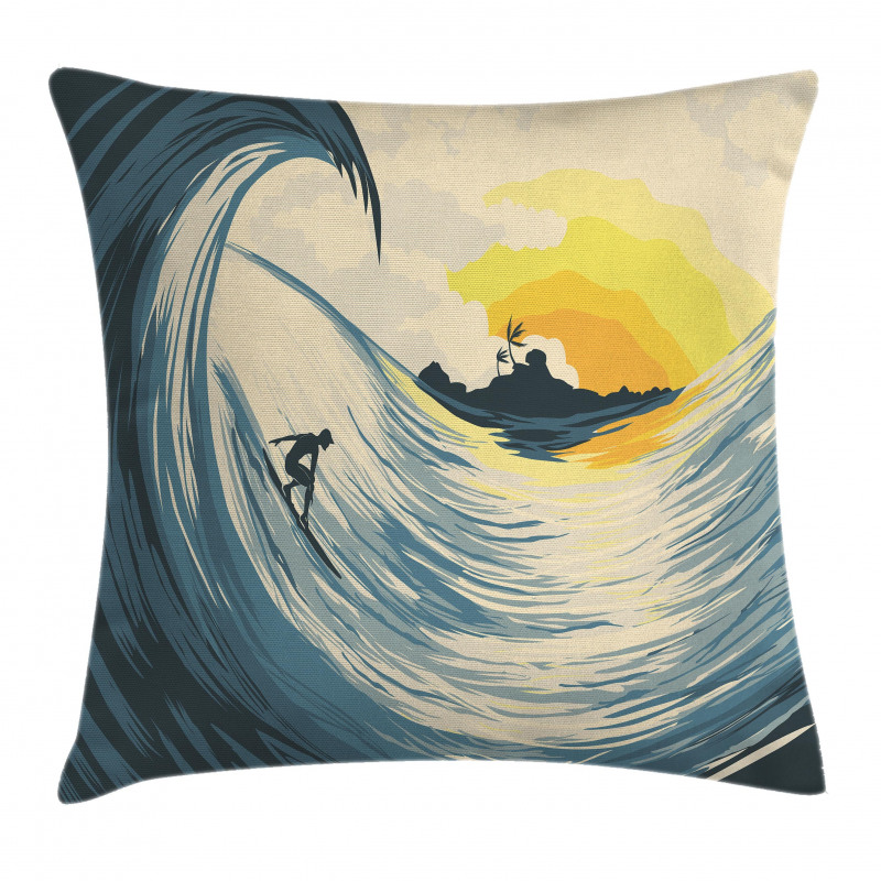 Cloudy Tropical Island Pillow Cover