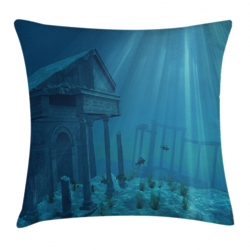 Sun Rays over Ruins Sea Pillow Cover