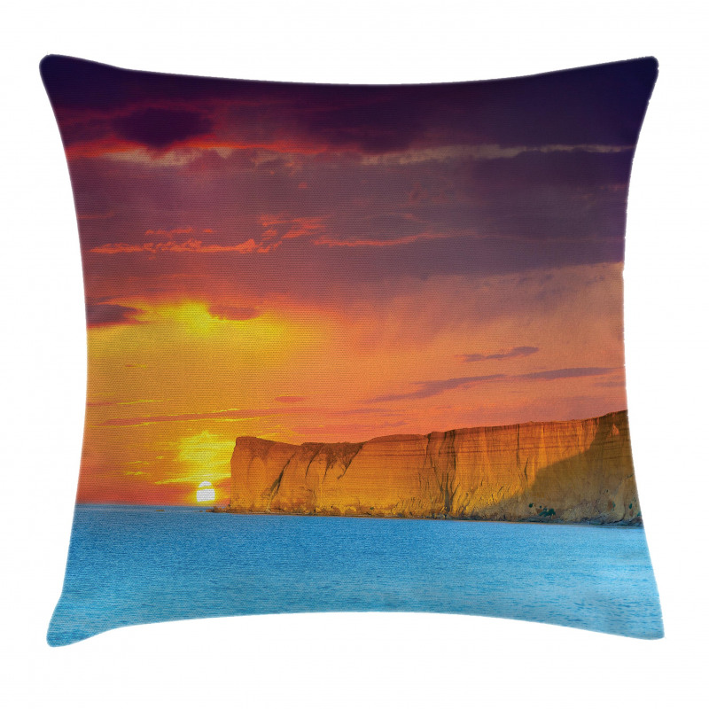 Sea Sunset with Cliffs Pillow Cover