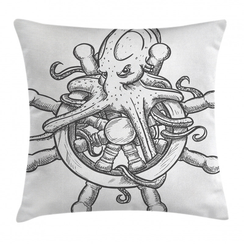 Sketch Sailboat Wheel Pillow Cover