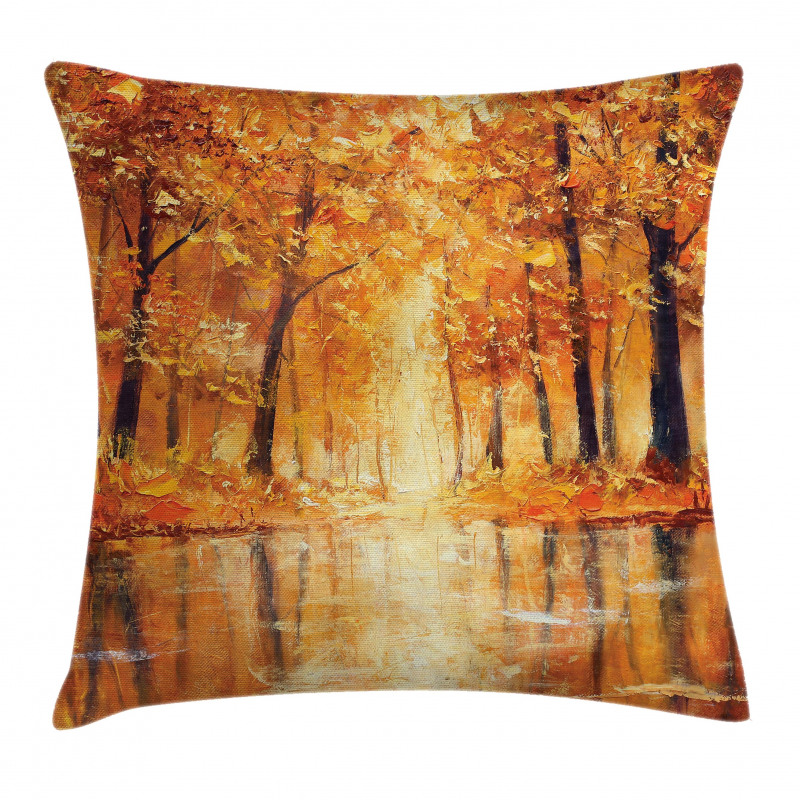 Forest Lake Fall Trees Pillow Cover