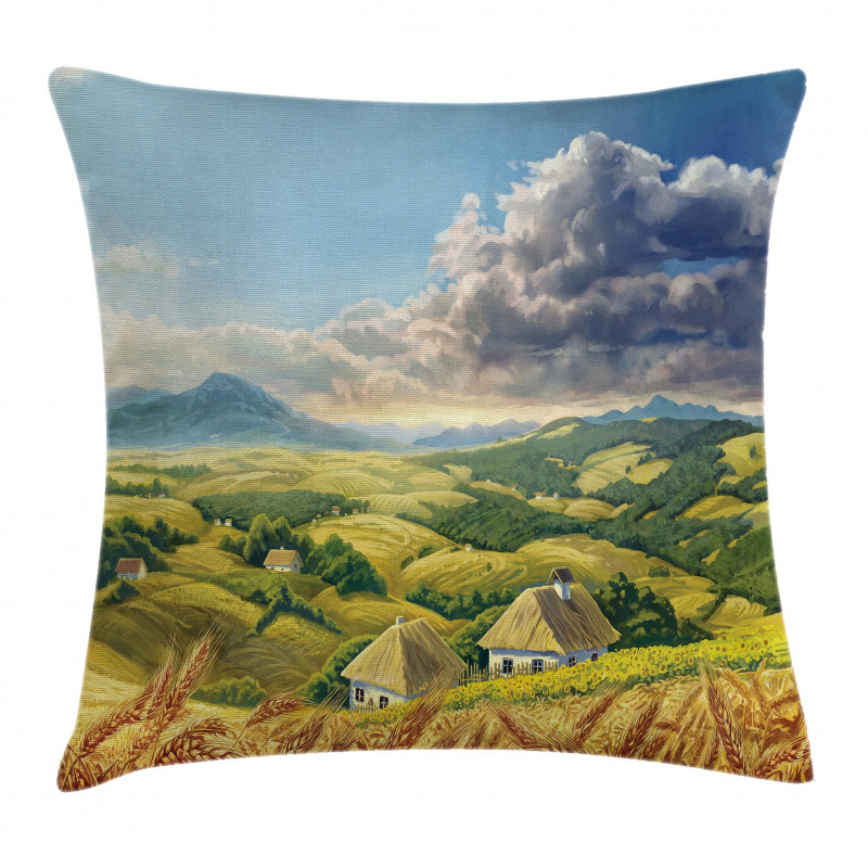 Summer Rural Houses Pillow Cover