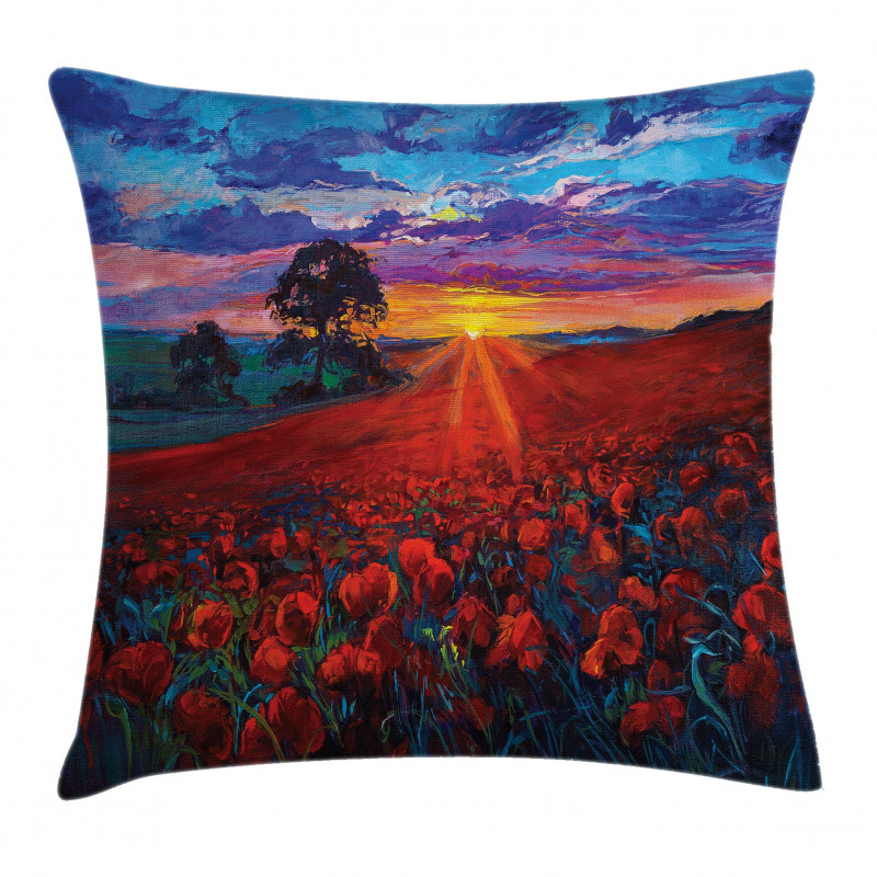 Poppy Flower Garden Pillow Cover