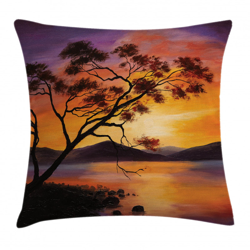 River Mountain Sunset Pillow Cover