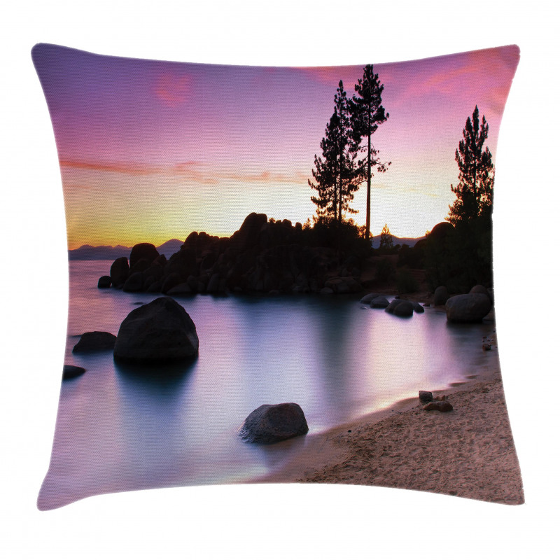 Sandy Beach by River Pillow Cover