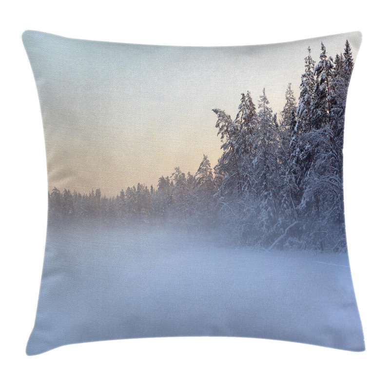 Frozen Lake in Woods Pillow Cover