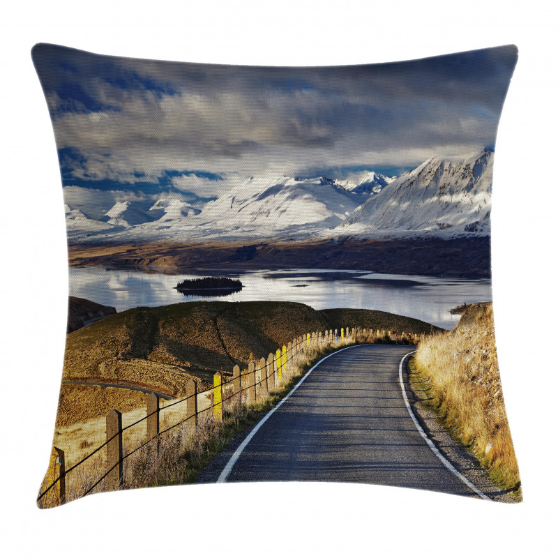 River Snowy Mountain Pillow Cover