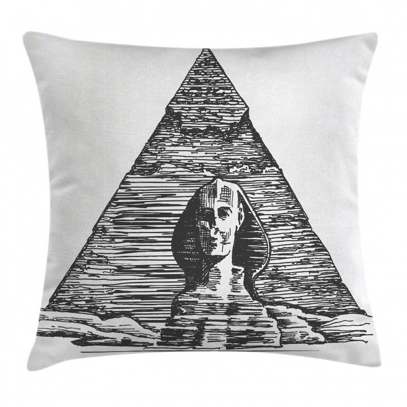 Sphinx Pyramid Sketch Pillow Cover