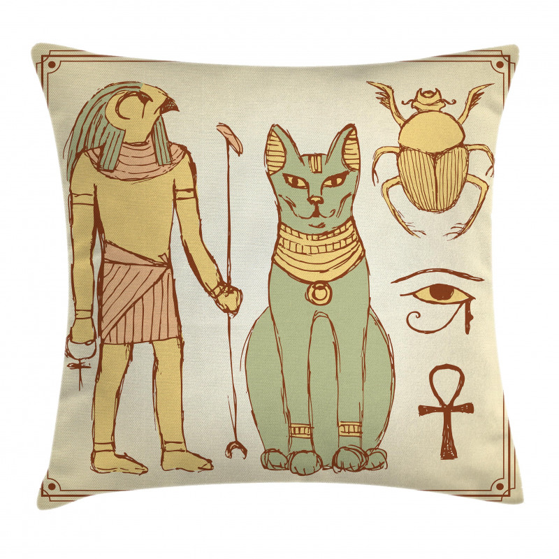 Ancient Cat Figure Pillow Cover
