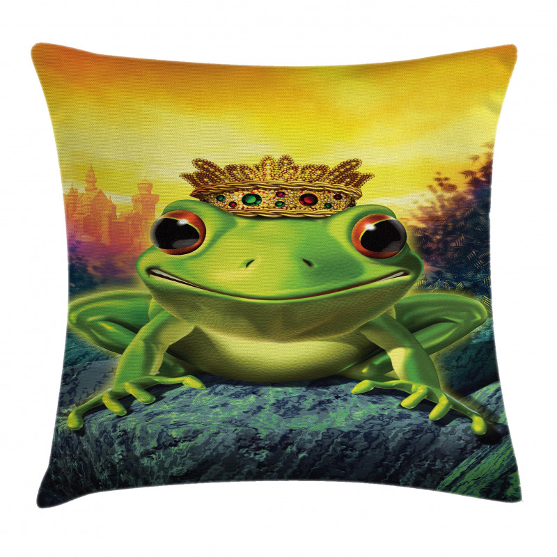 Frog Prince with Crown Pillow Cover