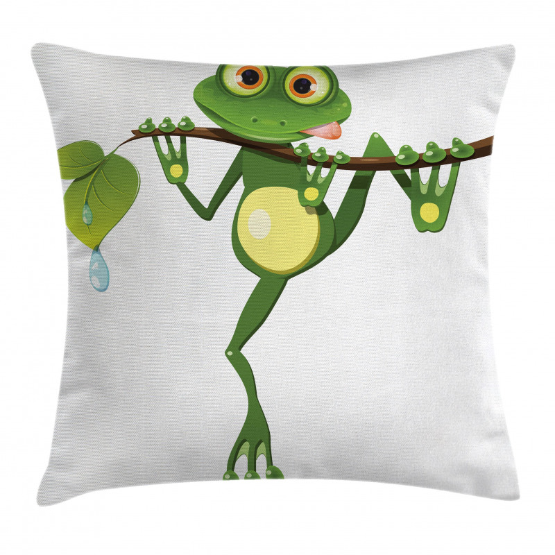 Frog on Branch Jungle Pillow Cover