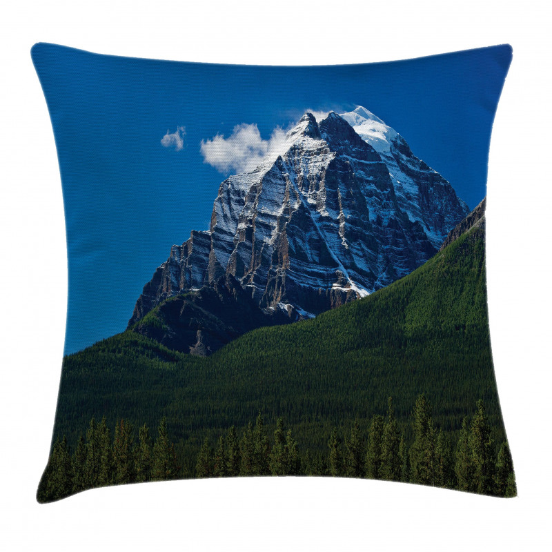 Snowy Peaks Trees Park Pillow Cover