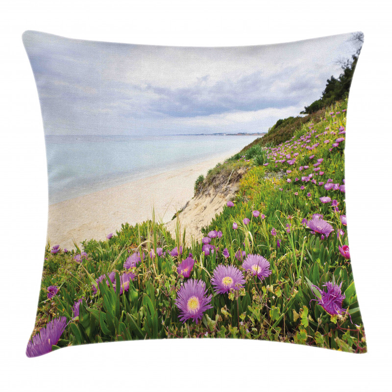 Aegean Sea with Blooming Pillow Cover