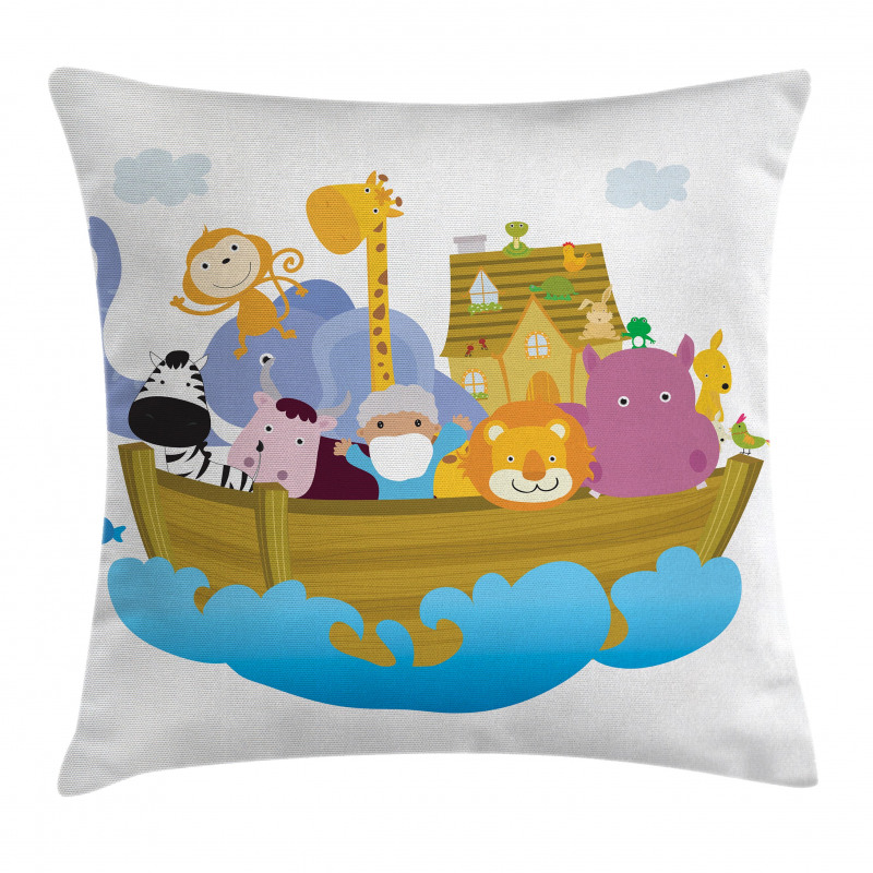 Boat Journey Cartoon Pillow Cover