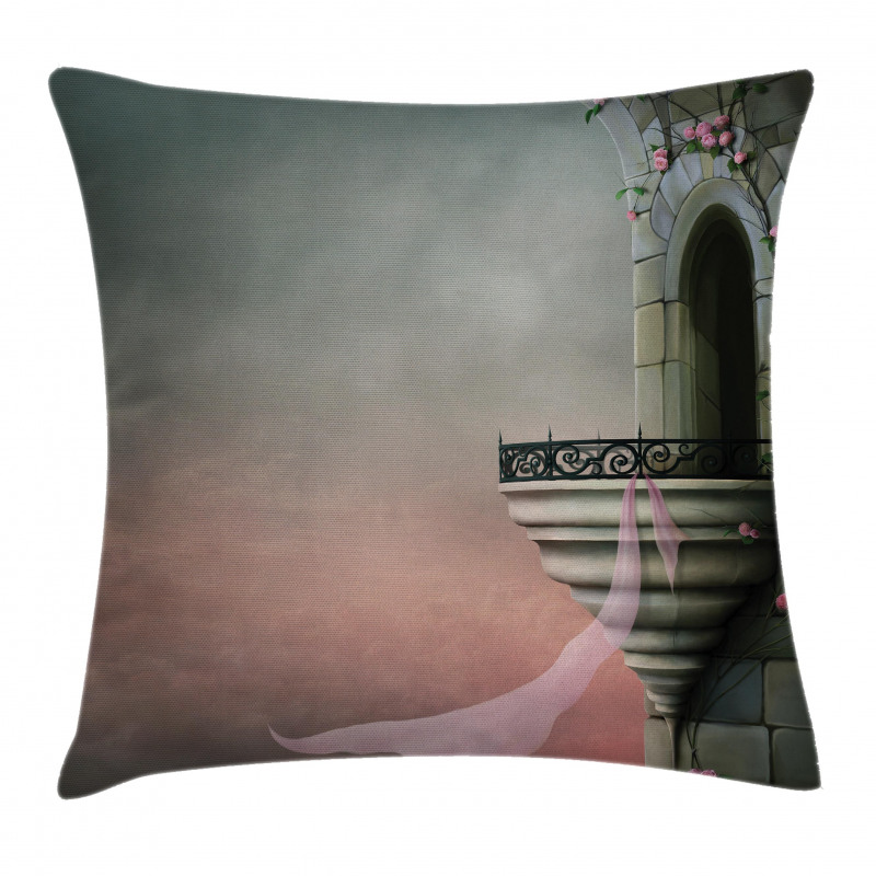 Old Medieval Tower Rose Pillow Cover
