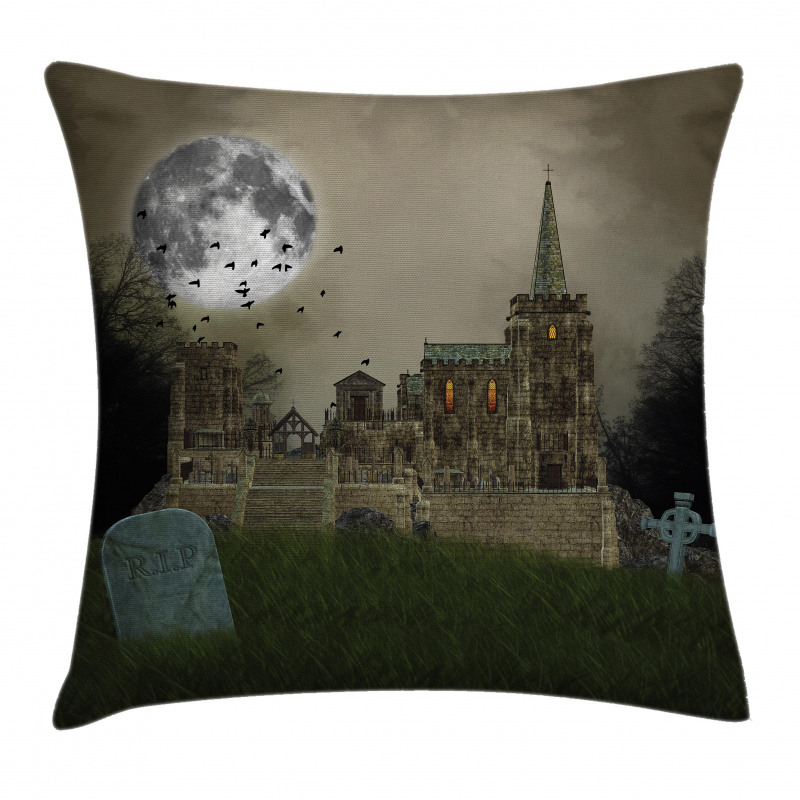Old Village and Grave Pillow Cover