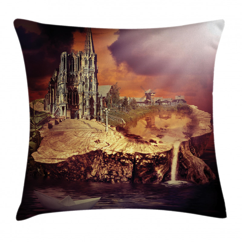 Fantasy Castle Village Pillow Cover