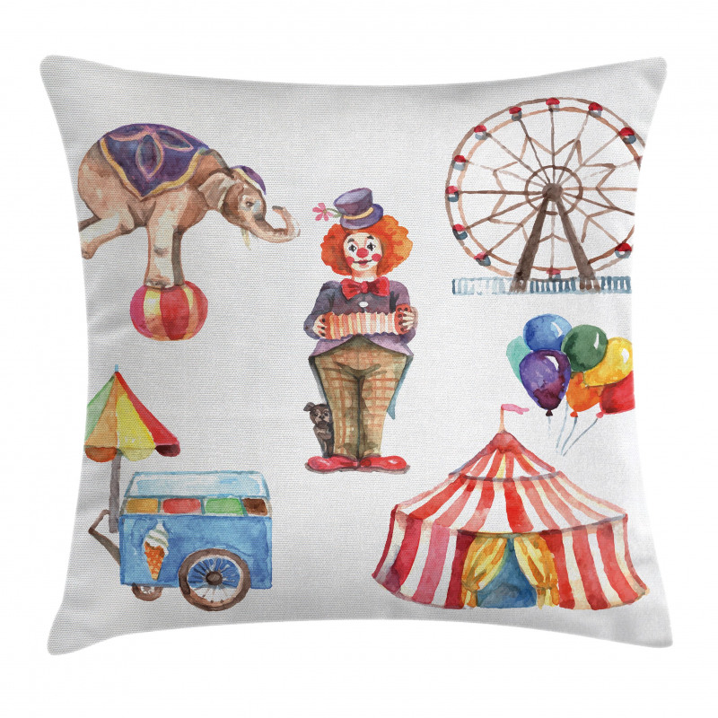 Clown Elephant Circus Pillow Cover