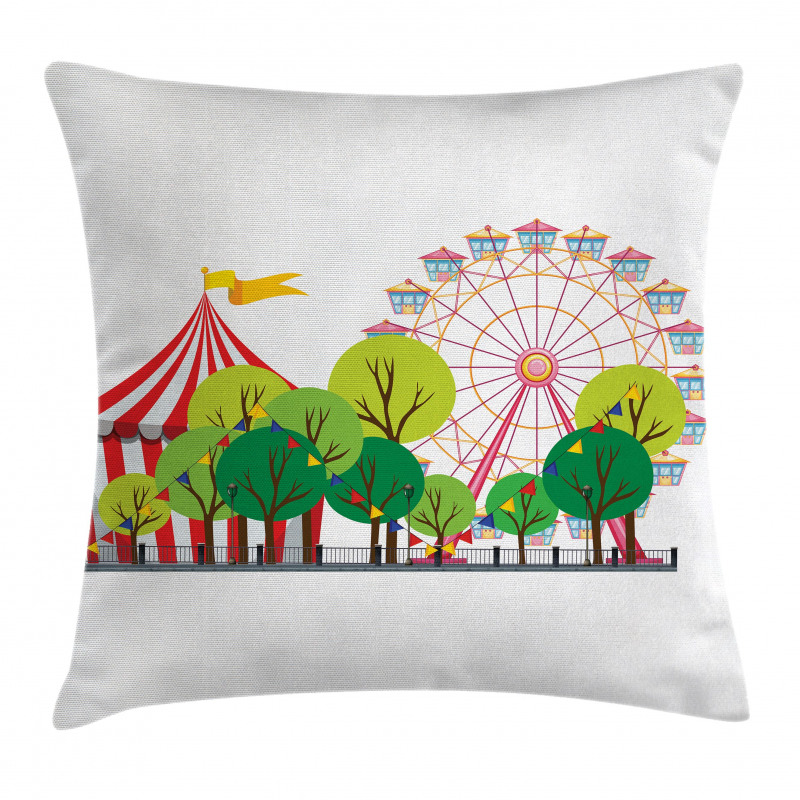 Circus Carnival Scene Pillow Cover