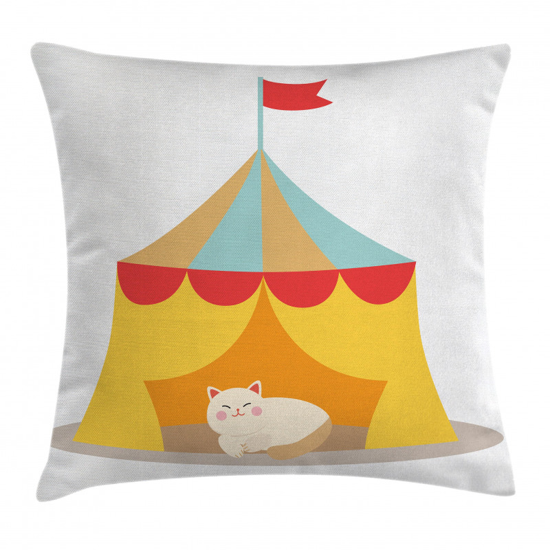 Furry Cat in a Circus Pillow Cover