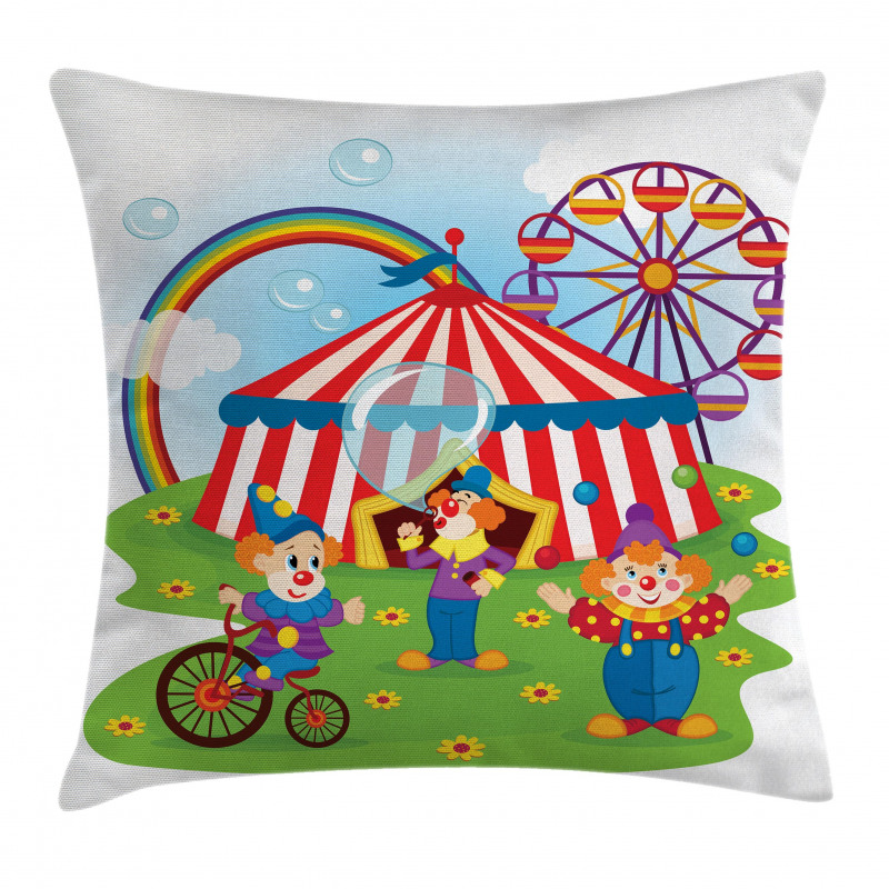 Fun Circus Scene Clowns Pillow Cover