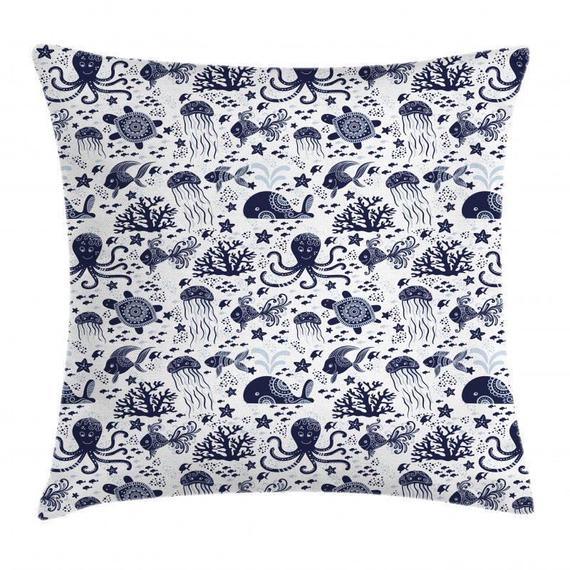 Ornament Nautical Creatures Pillow Cover