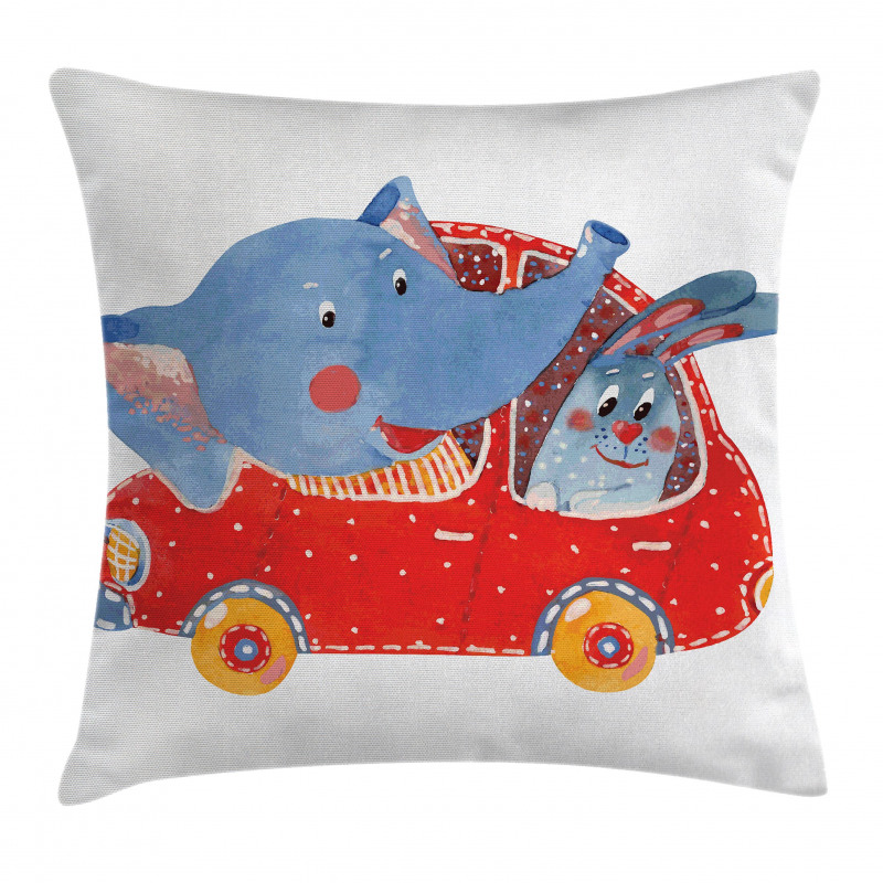 Funny Animal in a Car Pillow Cover