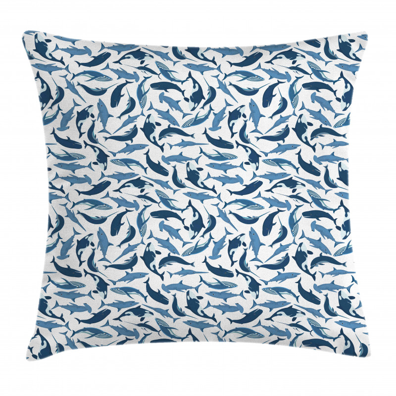 Sharks Narwhal Mammal Fish Pillow Cover