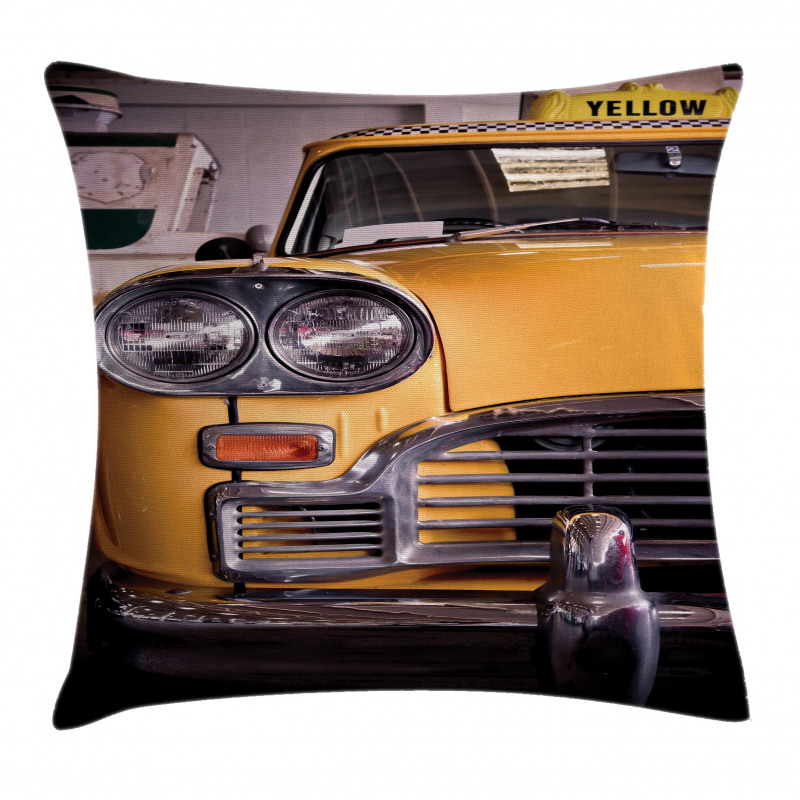 Antique Yellow Taxi Pillow Cover