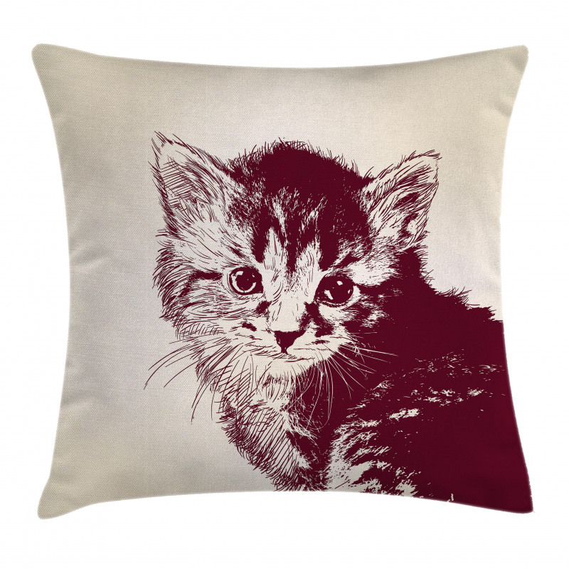 Grunge Retro Kitty Cat Pillow Cover