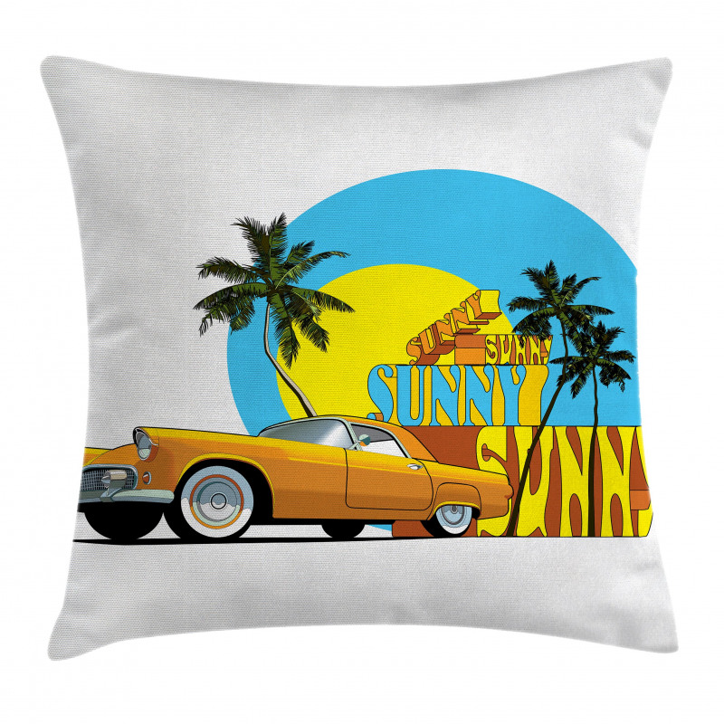 Vintage Car in City Miami Pillow Cover