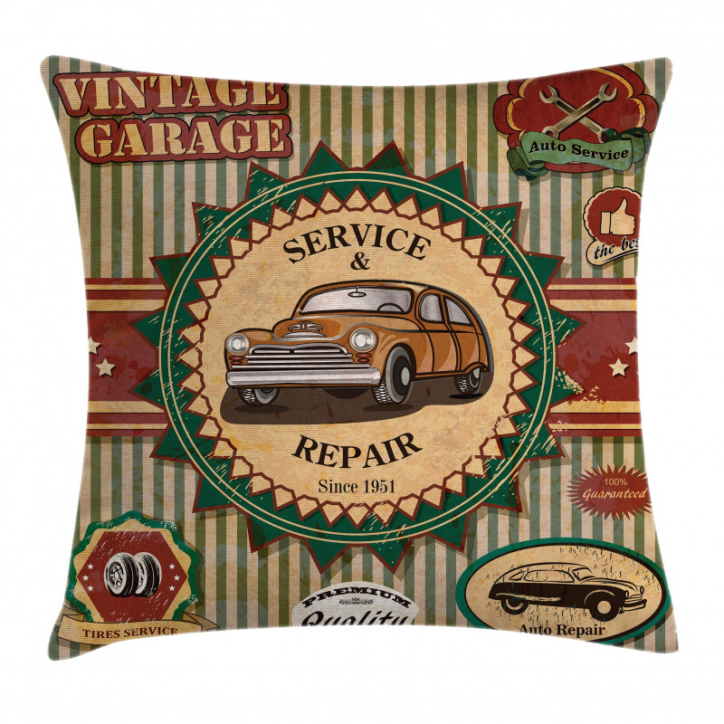 Old Sixties Car Pop Art Pillow Cover
