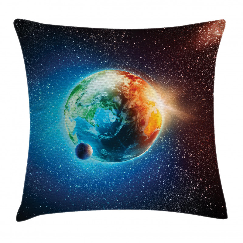 Planet Earth Sun Rays Pillow Cover