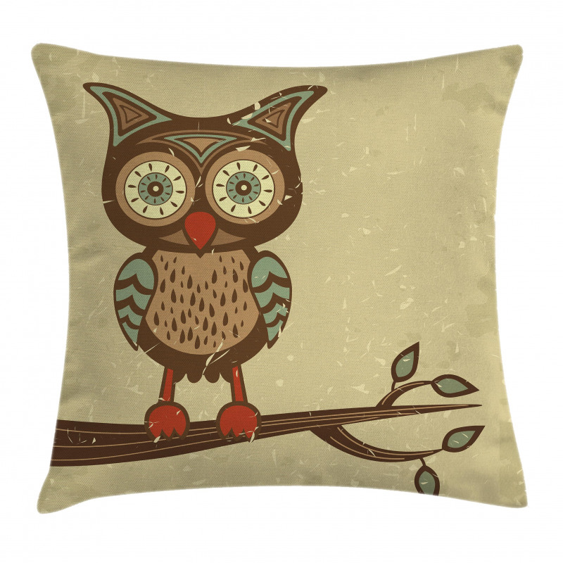 Owl Sitting on Branch Pillow Cover