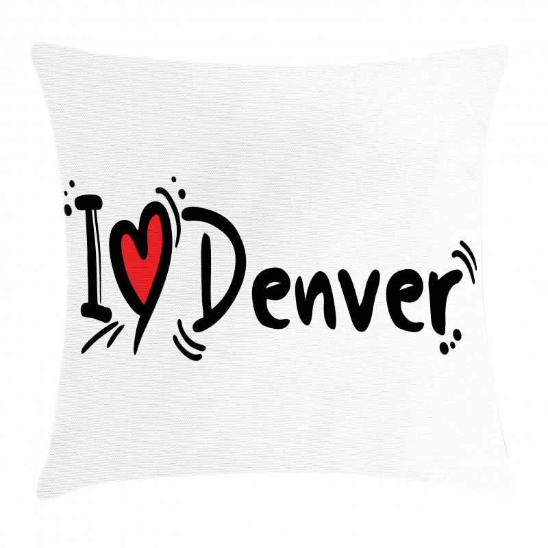 Şehir Minder Kılıfı I Love Temalı Denver Kenti Grafik Tasarımı