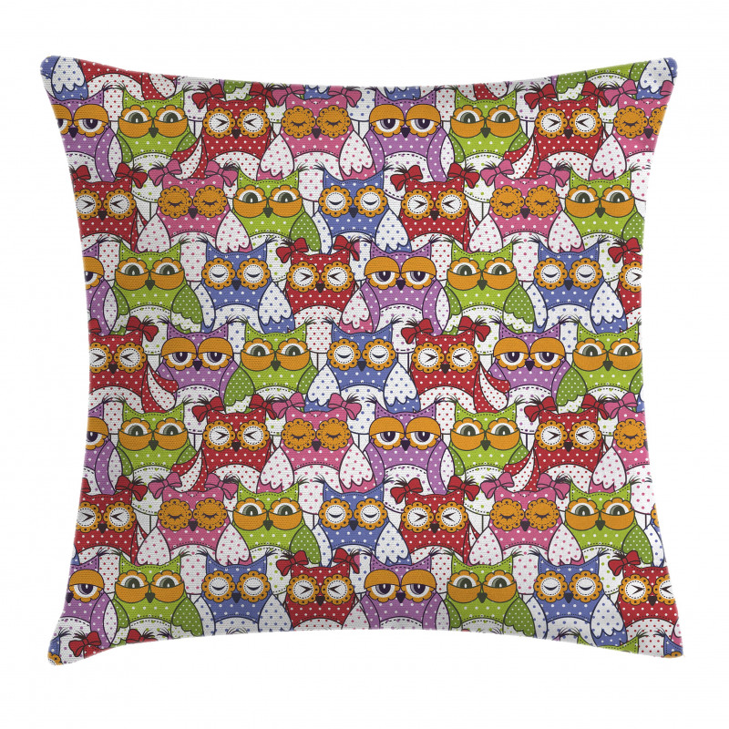 Ornate Owl Polka Dots Pillow Cover