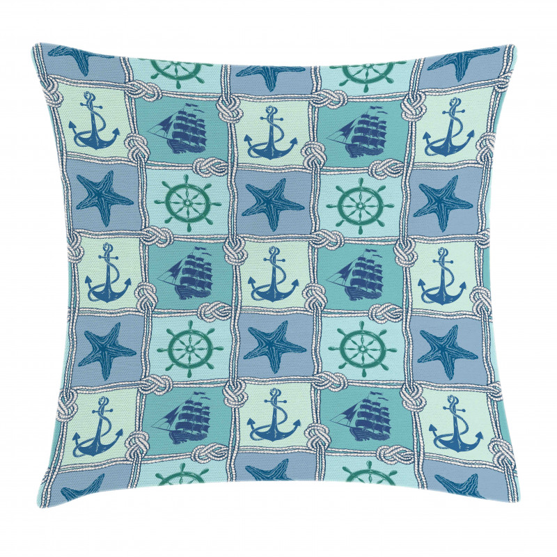 Ships Wheel Turquoise Pillow Cover