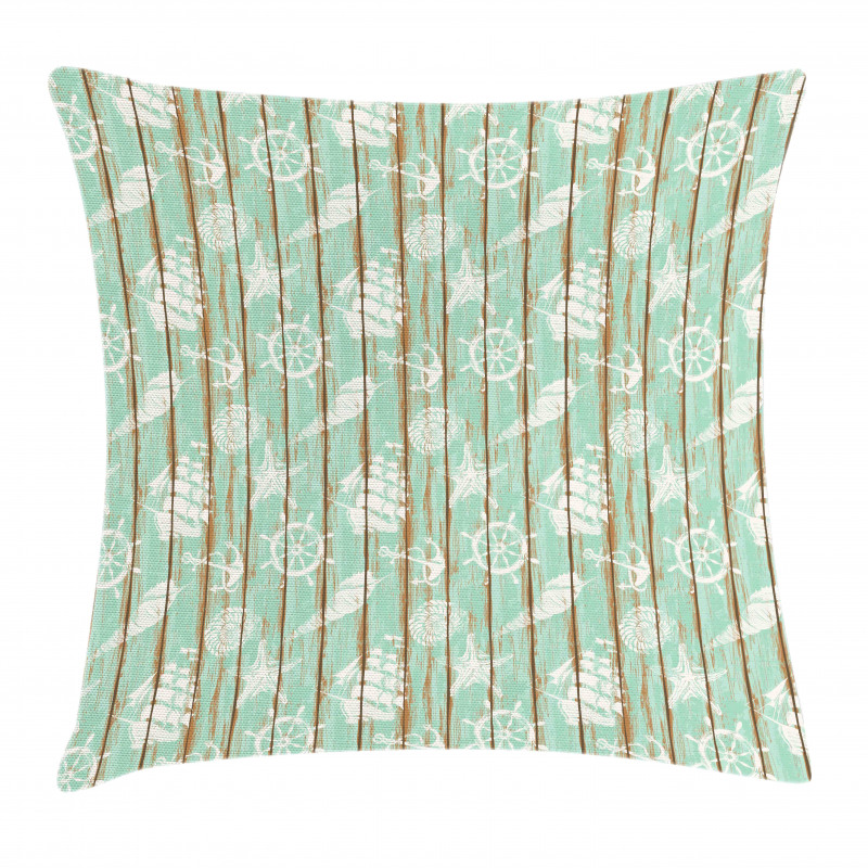 Mint Seashell Sailing Pillow Cover