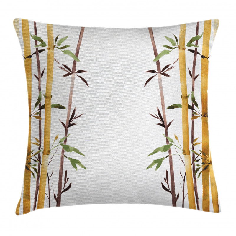 Hand Drawn Bamboos Leaf Pillow Cover