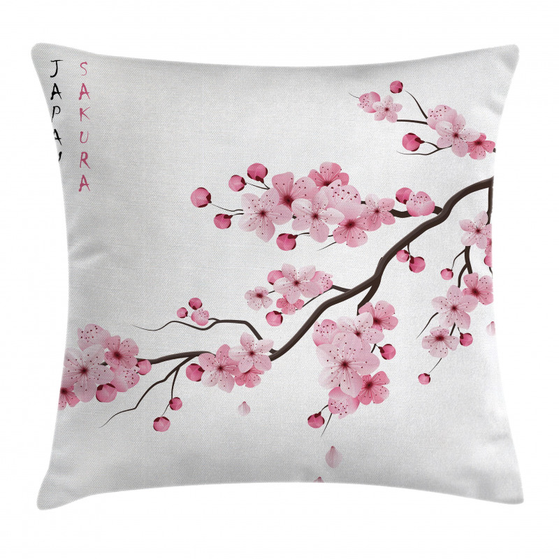Japanese Cherry Branch Pillow Cover