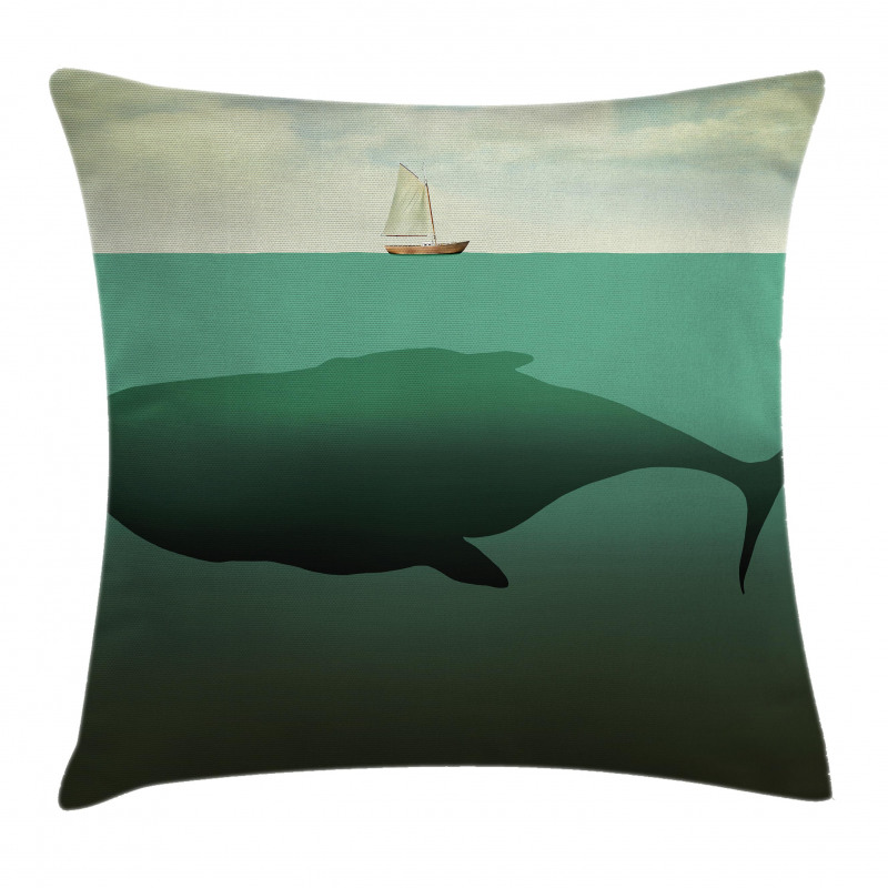 Giant Whale Sailboat Pillow Cover
