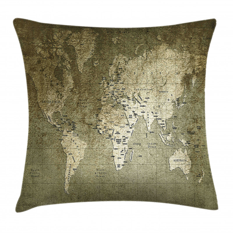 Nostalgic World Map Pillow Cover